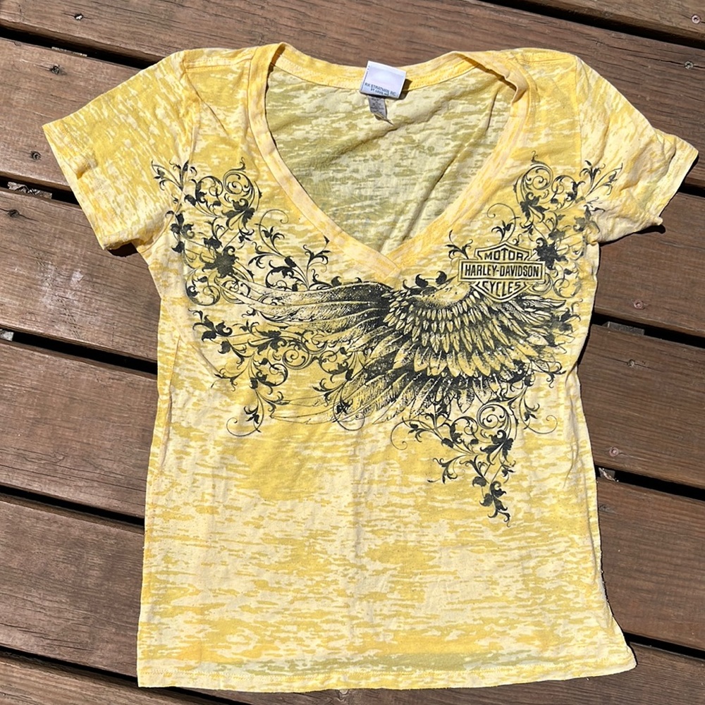 vintage yellow harley davidson tee